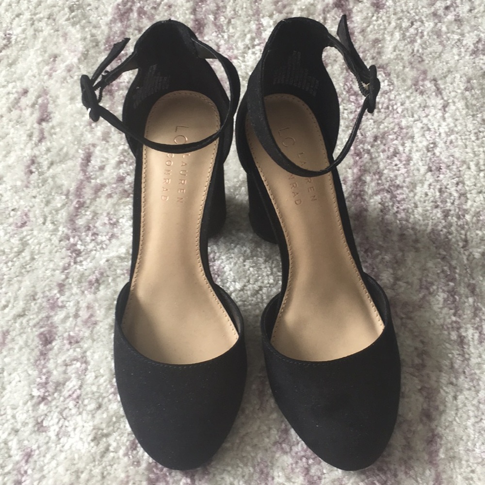 Lauren Conrad Black Suede Block Heels